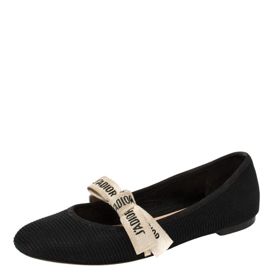 Original Dior Black Technical Fabric Miss J'Adior Ballerina Flats Size 35.5