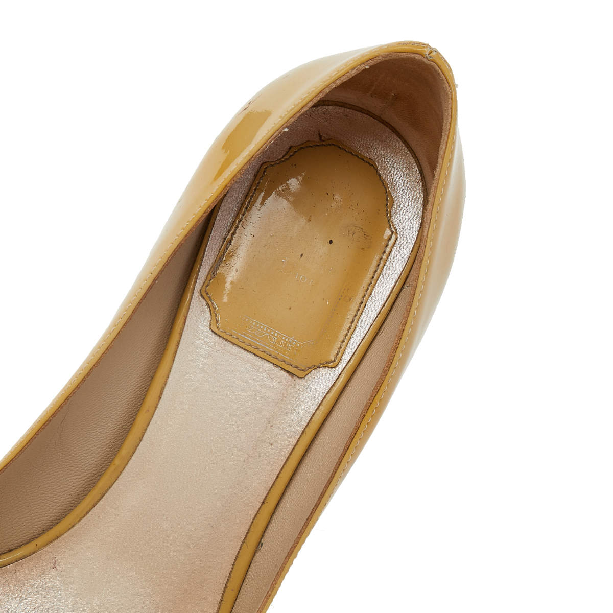 Original Dior Yellow Patent Leather Round Toe Pumps Size 37