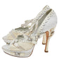 Original Dior White/Cream Python And Patent Leather Ankle Strap Sandals Size 36.5