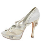 Original Dior White/Cream Python And Patent Leather Ankle Strap Sandals Size 36.5