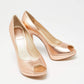 Original Dior Rose Gold Leather Peep toe Platform Pumps Size 35.5