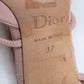 Original Dior Pink Leather Rose Chain Ankle Strap Sandals Size 37