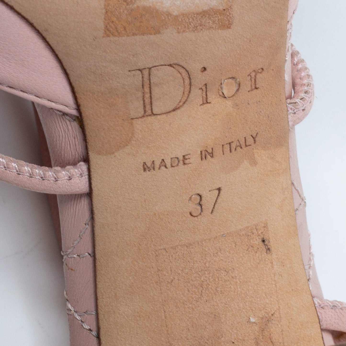 Original Dior Pink Leather Rose Chain Ankle Strap Sandals Size 37