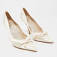 Original Dior Off White Satin Bow Pointed Toe Pumps Size 39.5