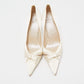 Original Dior Off White Satin Bow Pointed Toe Pumps Size 39.5