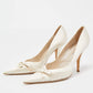 Original Dior Off White Satin Bow Pointed Toe Pumps Size 39.5