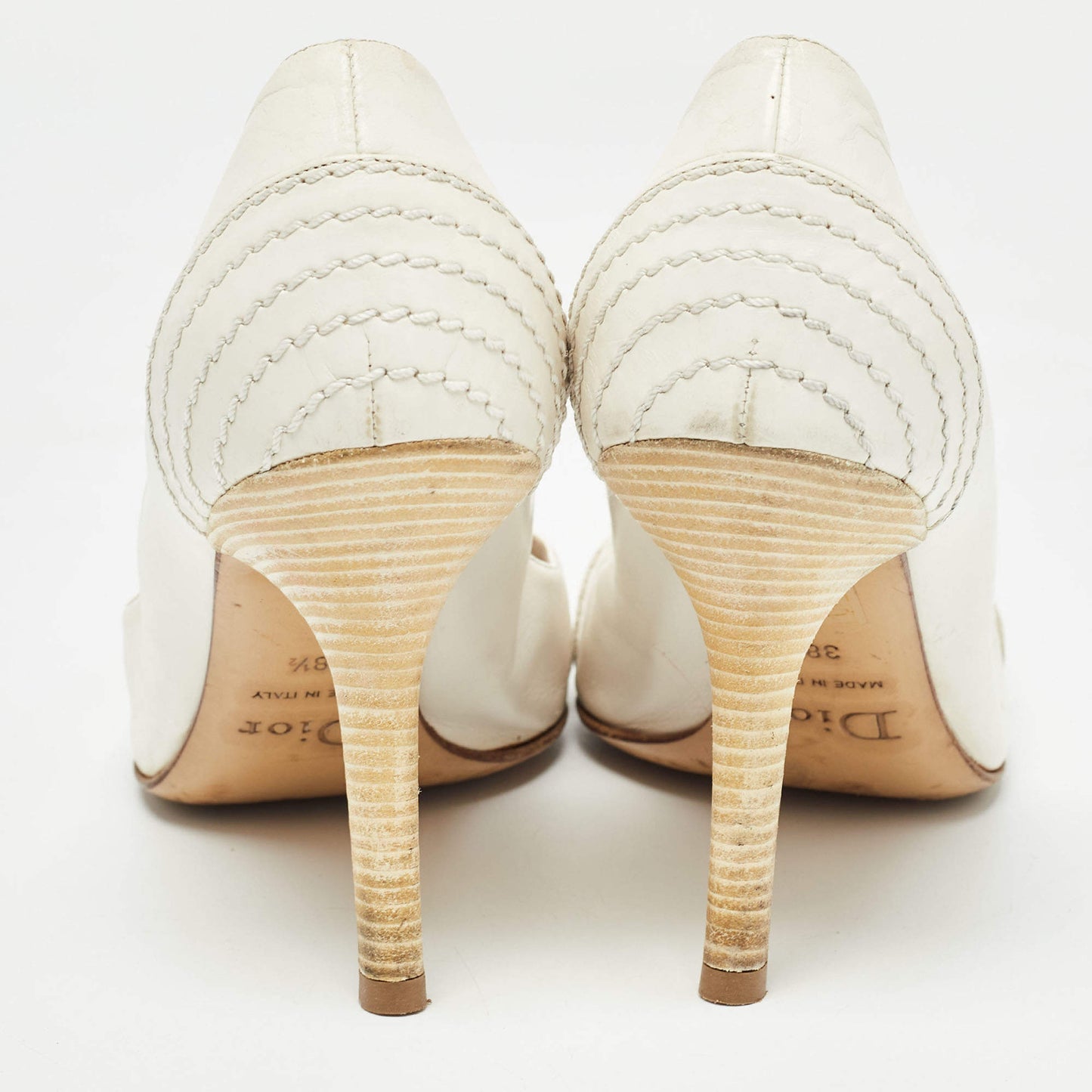 Original Dior White Leather Pointed Toe Pumps Size 38.5