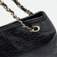 Original DKNY Black Croc Embossed Leather Shoulder Bag