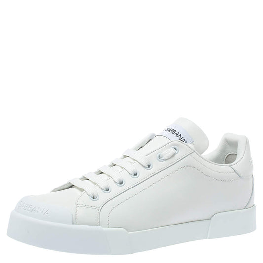 Original Dolce & Gabbana White Leather Portofino Low Top Sneakers Size 40 (Never Used)