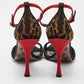 Original Dolce & Gabbana Beige/Black Leopard Print Canvas and Satin Rose Applique Ankle Strap Sandals Size 38 (Never Used)