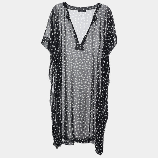 Original Dolce & Gabbana Black/White Polka Dot Print Georgette Oversized Top M