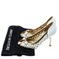 Original Dolce & Gabbana White/Gold Perforated Leather Bow Detail Peep Toe Pumps Size 36.5