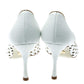 Original Dolce & Gabbana White/Gold Perforated Leather Bow Detail Peep Toe Pumps Size 36.5