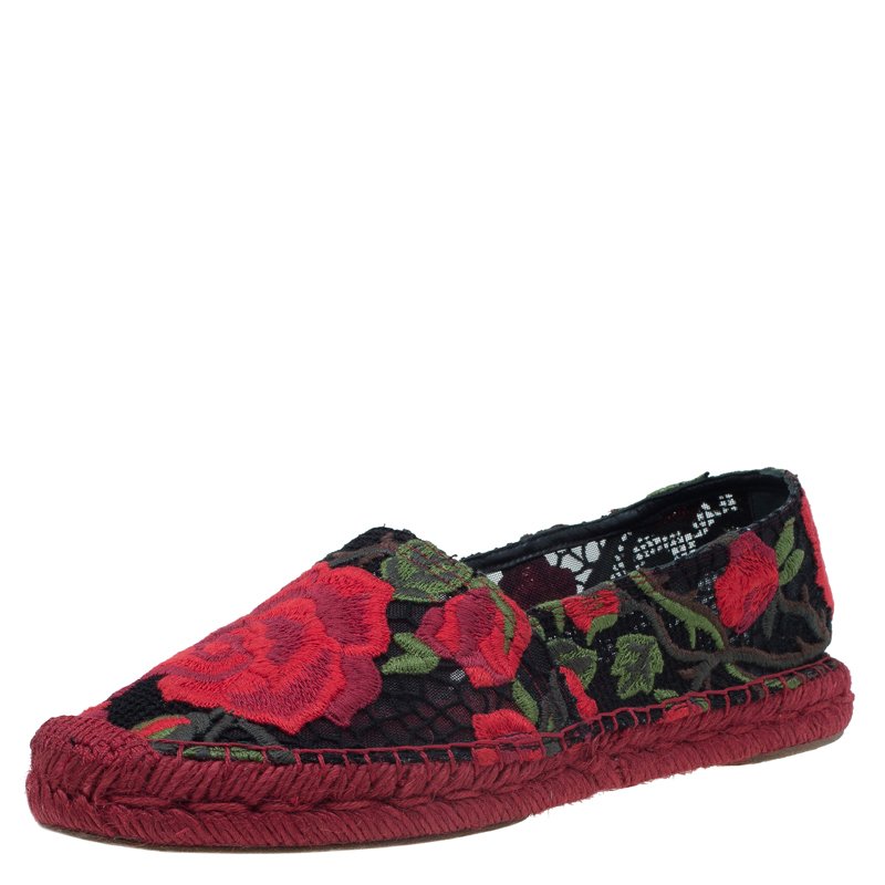 Original Dolce and Gabbana Rose Lace Macrame Espadrilles Size 39