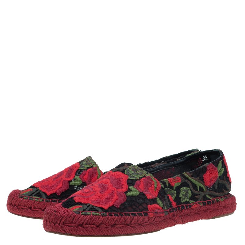 Original Dolce and Gabbana Rose Lace Macrame Espadrilles Size 39