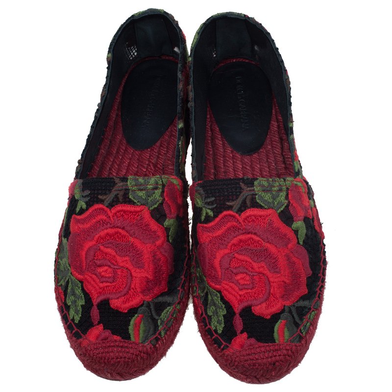 Original Dolce and Gabbana Rose Lace Macrame Espadrilles Size 39