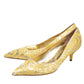 Original Dolce & Gabbana Yellow Brocade Fabric Pointed Toe  Pumps Size 40