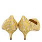 Original Dolce & Gabbana Yellow Brocade Fabric Pointed Toe  Pumps Size 40