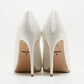 Original Dolce & Gabbana White Satin Crystal Embellished Peep Toe Pumps Size 36