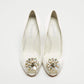 Original Dolce & Gabbana White Satin Crystal Embellished Peep Toe Pumps Size 36