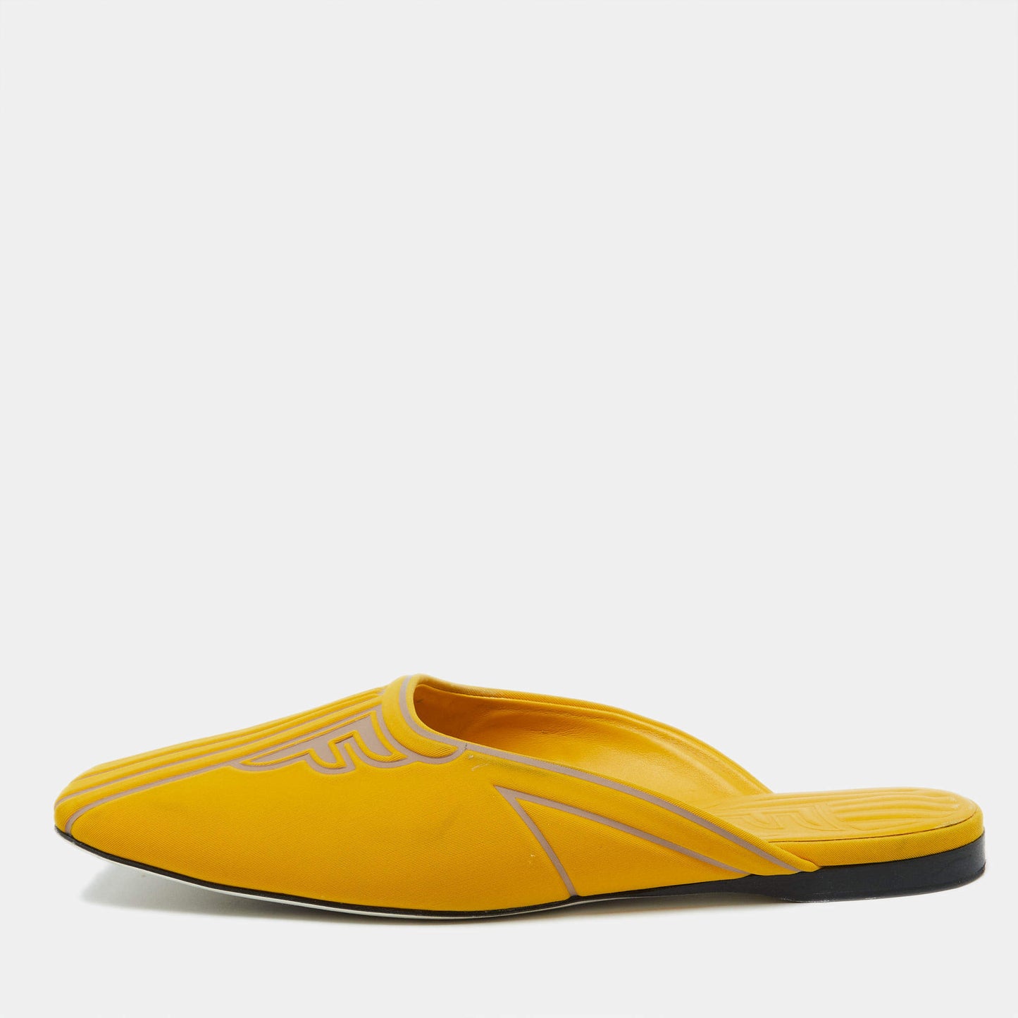 Original Fendi Yellow Neoprene FFreedom Mules Size 37