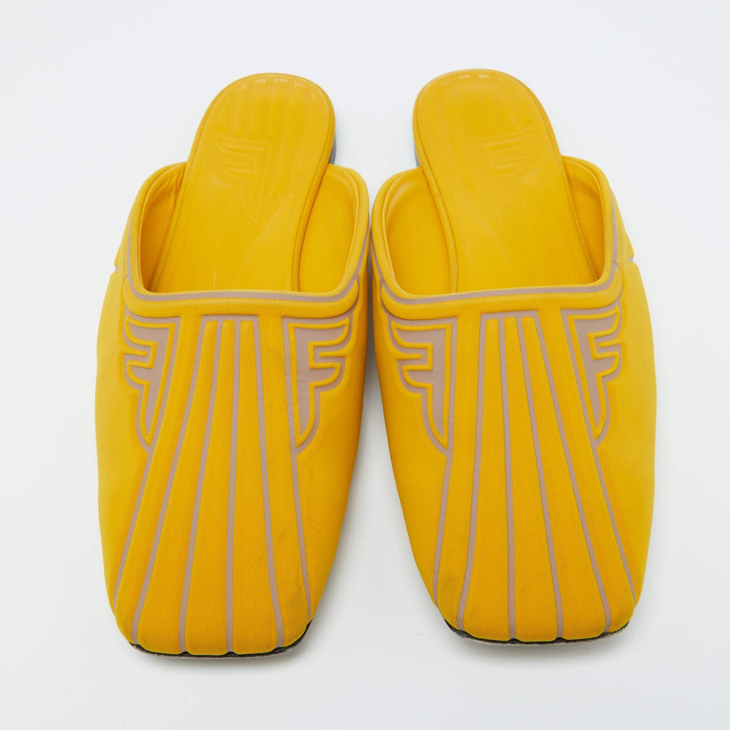 Original Fendi Yellow Neoprene FFreedom Mules Size 37