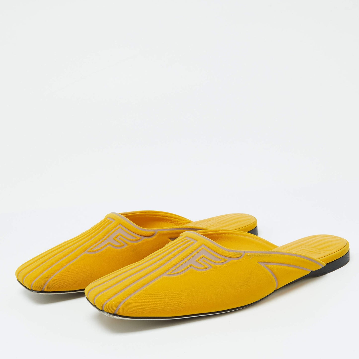 Original Fendi Yellow Neoprene FFreedom Mules Size 37