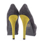 Original Fendi Grey/Yellow Suede Fendista Platform Pumps Size 39