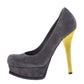 Original Fendi Grey/Yellow Suede Fendista Platform Pumps Size 39