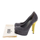 Original Fendi Grey/Yellow Suede Fendista Platform Pumps Size 39