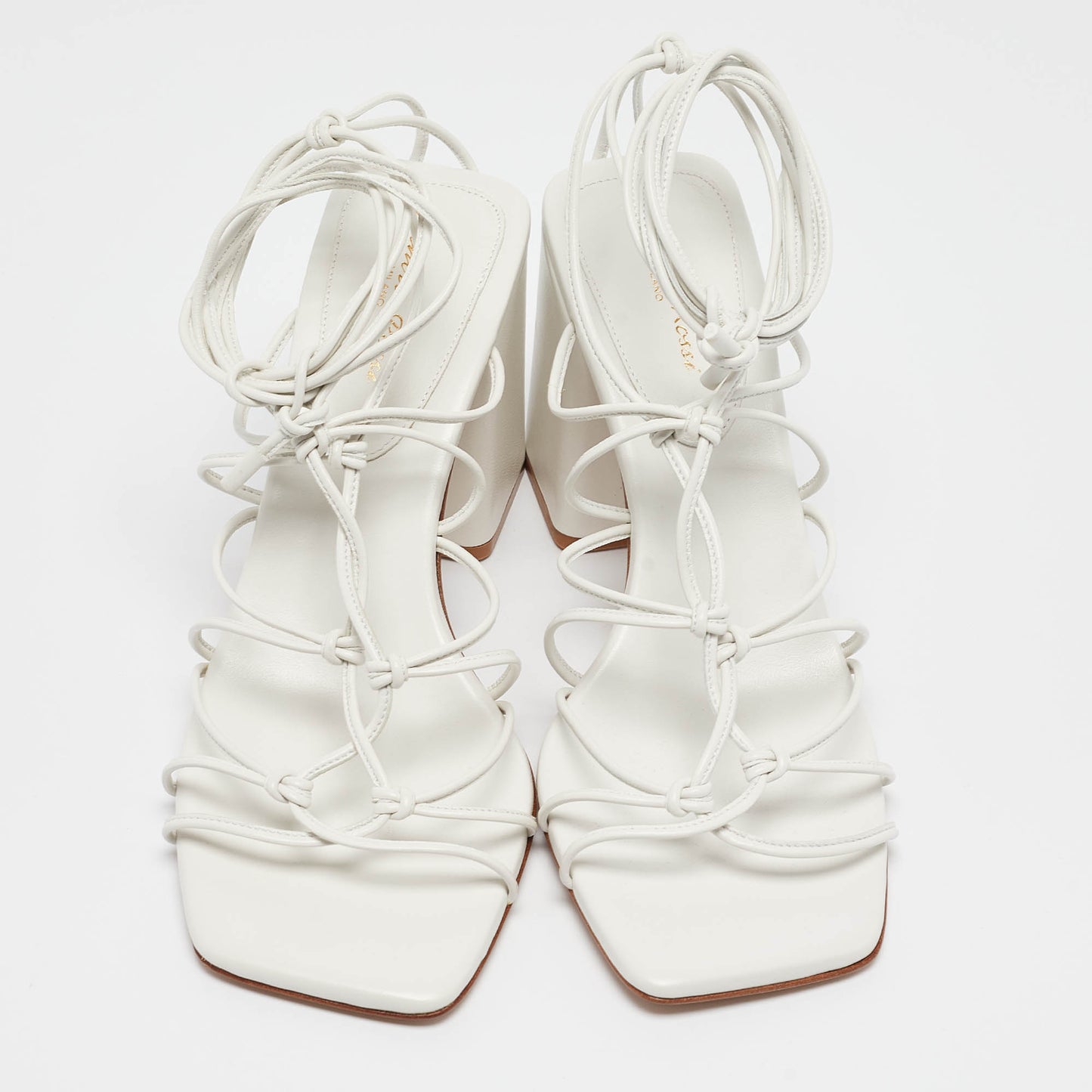 Original Gianvito Rossi White Leather Minas Sandals Size 40.5 (Never Used)