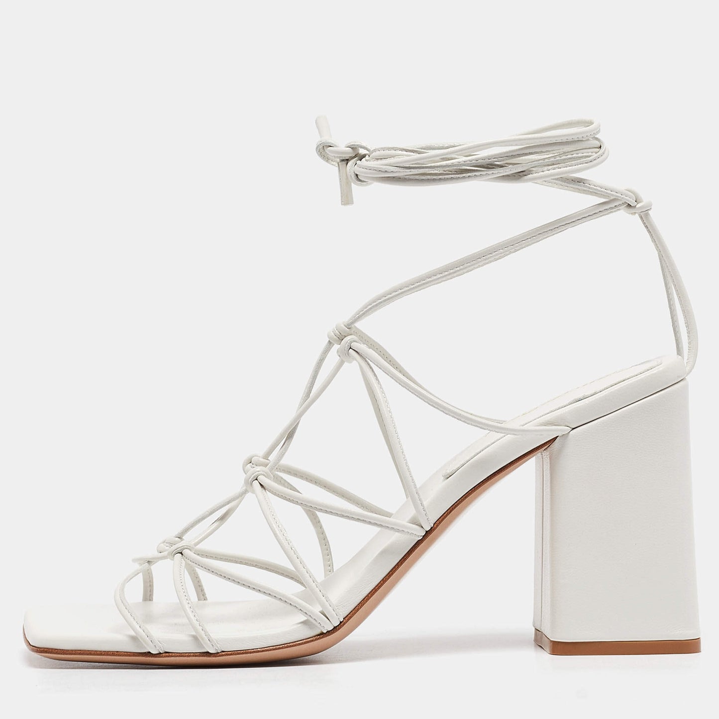 Original Gianvito Rossi White Leather Minas Sandals Size 40.5 (Never Used)