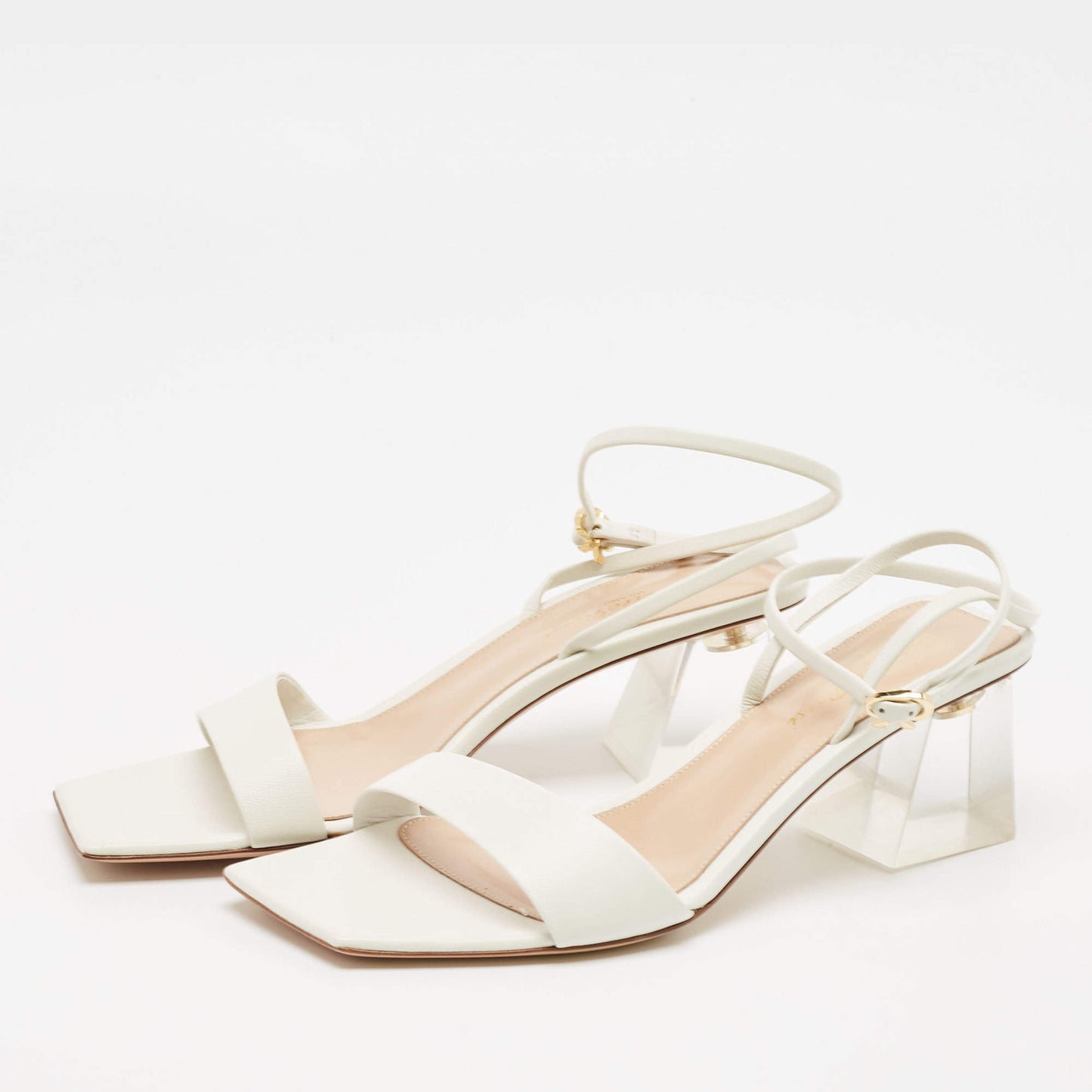 Original Gianvito Rossi White Leather Cosmic Sandals Size 39 (Never Used)