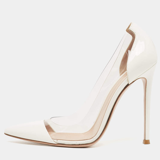 Original Gianvito Rossi White PVC and Patent Plexi Pumps Size 38