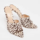 Original Gianvito Rossi Brown/White Leopard Print Calfhair Elle Slide Sandals Size 38.5