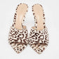 Original Gianvito Rossi Brown/White Leopard Print Calfhair Elle Slide Sandals Size 38.5