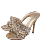 Original   Gina Rose Gold Crystal Embellished Leather Slide Sandals Size 38.5