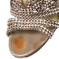 Original   Gina Rose Gold Crystal Embellished Leather Slide Sandals Size 38.5