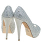 Original Gina White Satin Crystal Embellished Peep Toe Platform Pumps Size 37.5