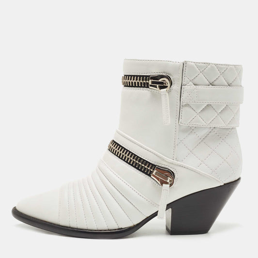 Original Giuseppe Zanotti White Leather Olinda Ankle Boots Size 39 (Never Used)