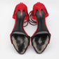 Original Giuseppe Zanotti Red Suede and Satin Caged Sandals Size 38