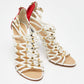 Original Giuseppe Zanotti White/Red Leather Embellished Strappy Sandals Size 38.5