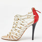 Original Giuseppe Zanotti White/Red Leather Embellished Strappy Sandals Size 38.5