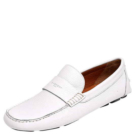 Original Givenchy White Leather Slip on Loafers Size 43