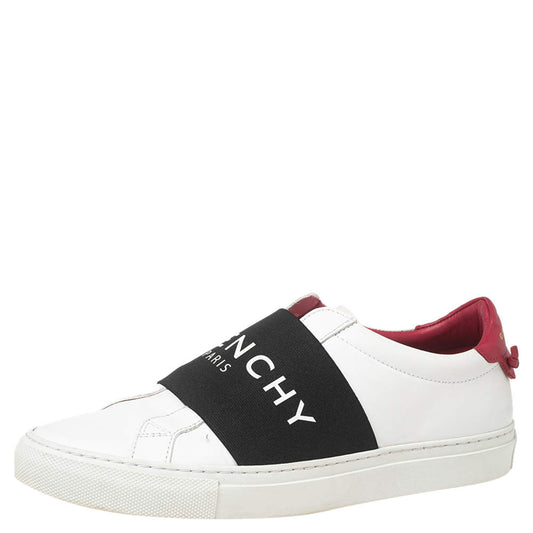 Original Givenchy White/Black Leather Urban Street Logo Slip On Sneakers Size 37.5