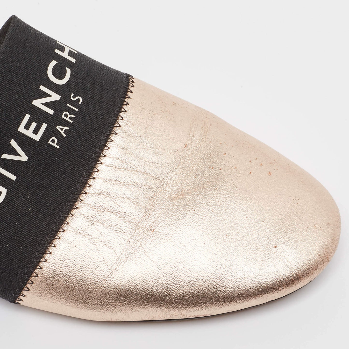 Original Givenchy Metallic Rose Gold Leather Bedford Flat Mules Size 38