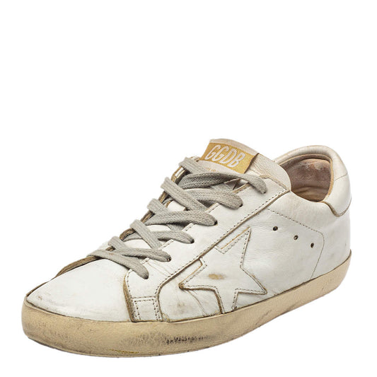 Original Golden Goose White Leather Superstar Sneakers Size 35