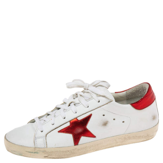 Original Golden Goose White Leather Embellished  Star Low Top Sneakers Size 39