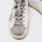 Original Golden Goose White/Silver Leather and Glitter Super Star Low-Top Sneakers Size 36