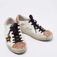 Original Golden Goose White/Rose Gold Leather and Glitter Super Star Low-Top Sneakers Size 36